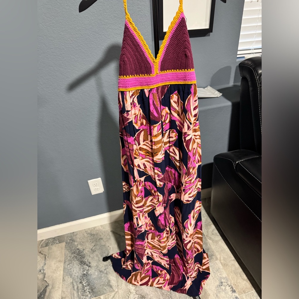 Y2K Mossimo Supply Co. Tropical Maxi Dress -Crochet